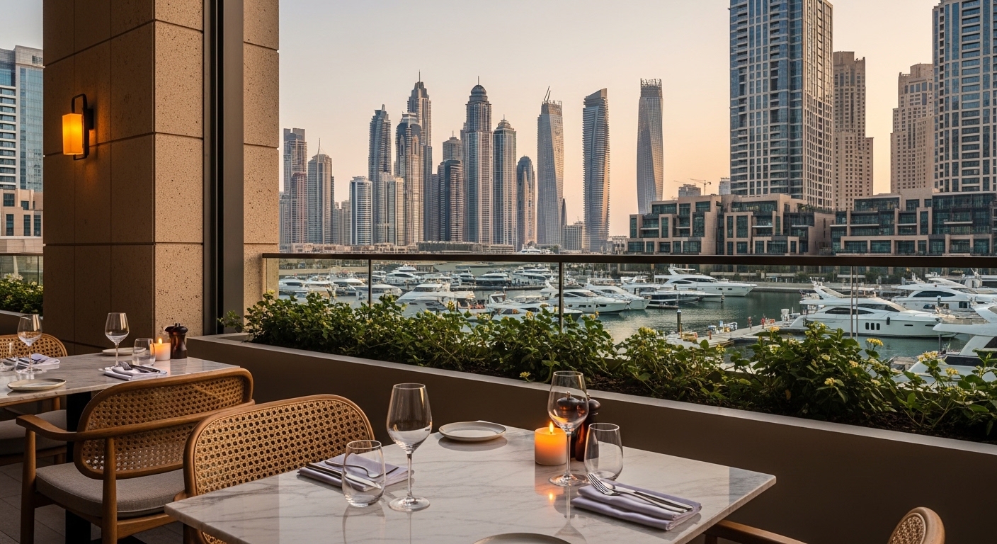 NACRE Waterfront Terrace overlooking Marina